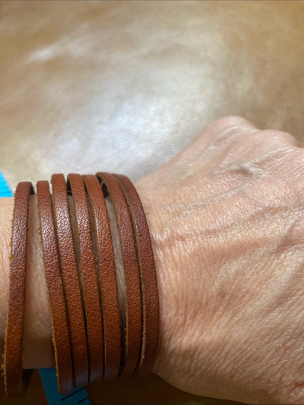 Vintage leather strappy cuff bracelet